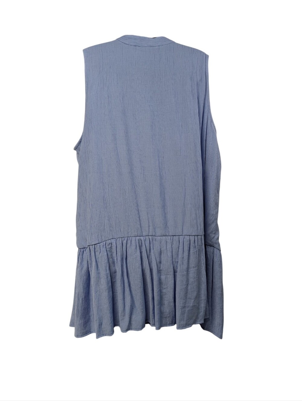 Nine West Plus Size 1X Light Blue Sleeveless Button Front Ruffle Dress - Picture 2 of 7